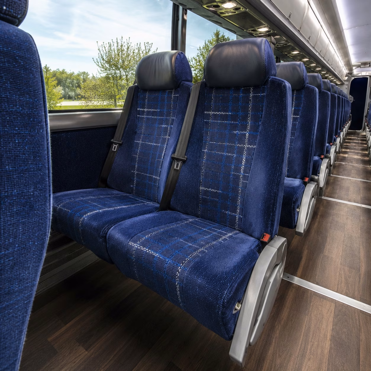 56 passenger charter bus inside